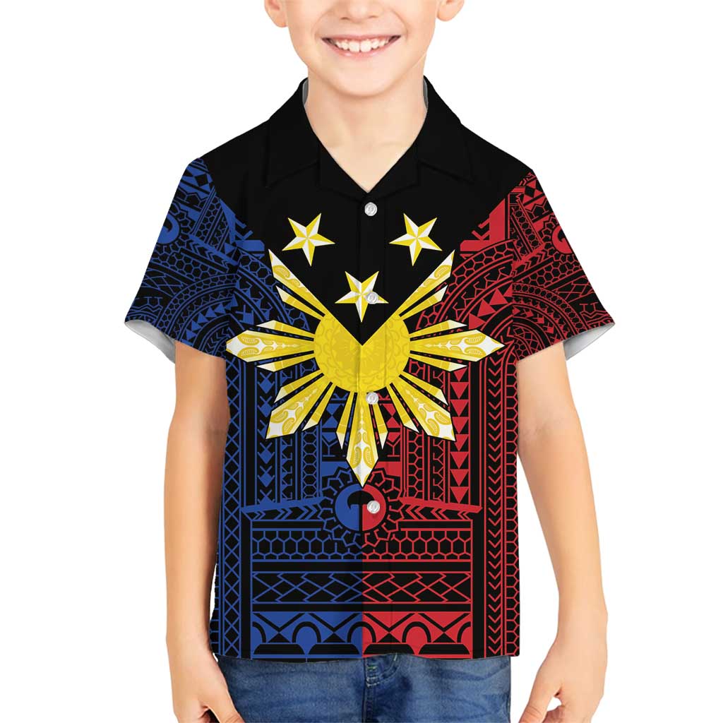 Philippines Sun Star Family Matching Off Shoulder Short Dress and Hawaiian Shirt Igorot Tribal Inspiration - Polynesian Pride