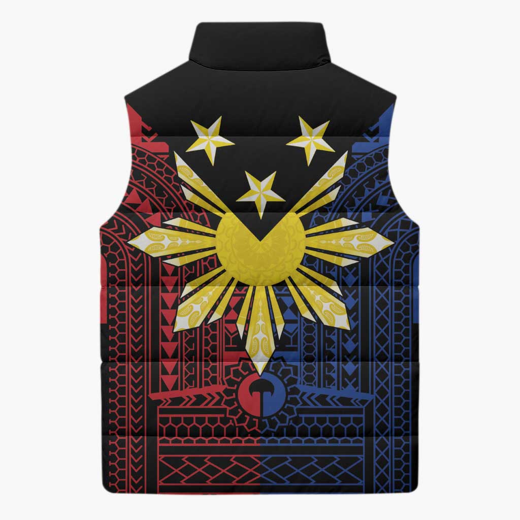 Philippines Sun Star Sleeveless Puffer Jacket Igorot Tribal Inspiration - Polynesian Pride