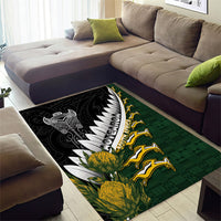 Rugby New Zealand And South Africa Area Rug Silver Fern With Springboks LT05 - Polynesian Pride