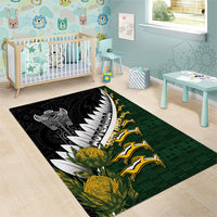 Rugby New Zealand And South Africa Area Rug Silver Fern With Springboks LT05 - Polynesian Pride