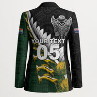 Custom Rugby New Zealand And South Africa Blazer Silver Fern With Springboks LT05 - Polynesian Pride