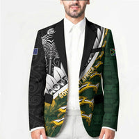 Custom Rugby New Zealand And South Africa Blazer Silver Fern With Springboks LT05 - Polynesian Pride