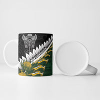 Custom Rugby New Zealand And South Africa Ceramic Mug Silver Fern With Springboks LT05 - Polynesian Pride