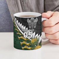 Custom Rugby New Zealand And South Africa Ceramic Mug Silver Fern With Springboks LT05 - Polynesian Pride