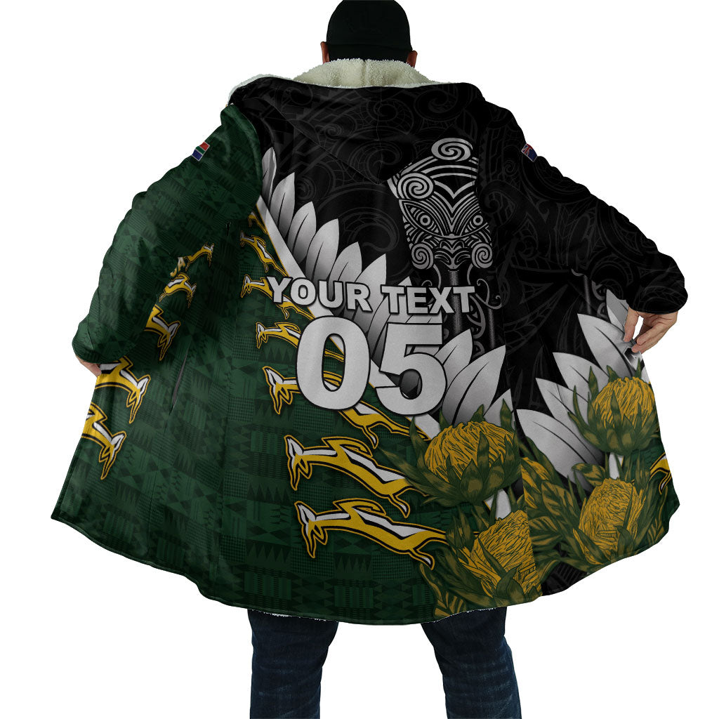 Custom Rugby New Zealand And South Africa Cloak Silver Fern With Springboks LT05 - Polynesian Pride