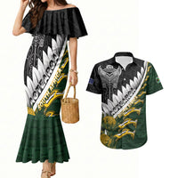 Custom Rugby New Zealand And South Africa Couples Matching Mermaid Dress and Hawaiian Shirt Silver Fern With Springboks
