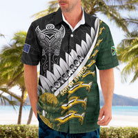 Custom Rugby New Zealand And South Africa Hawaiian Shirt Silver Fern With Springboks