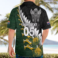 Custom Rugby New Zealand And South Africa Hawaiian Shirt Silver Fern With Springboks