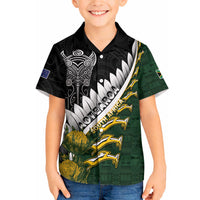 Custom Rugby New Zealand And South Africa Hawaiian Shirt Silver Fern With Springboks