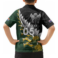 Custom Rugby New Zealand And South Africa Hawaiian Shirt Silver Fern With Springboks