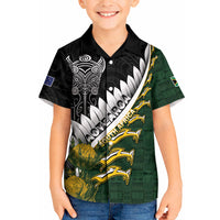 Custom Rugby New Zealand And South Africa Kid Hawaiian Shirt Silver Fern With Springboks