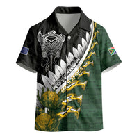 Custom Rugby New Zealand And South Africa Kid Hawaiian Shirt Silver Fern With Springboks