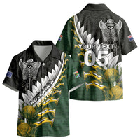 Custom Rugby New Zealand And South Africa Kid Hawaiian Shirt Silver Fern With Springboks