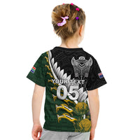 Custom Rugby New Zealand And South Africa Kid T Shirt Silver Fern With Springboks