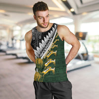 Custom Rugby New Zealand And South Africa Men Tank Top Silver Fern With Springboks