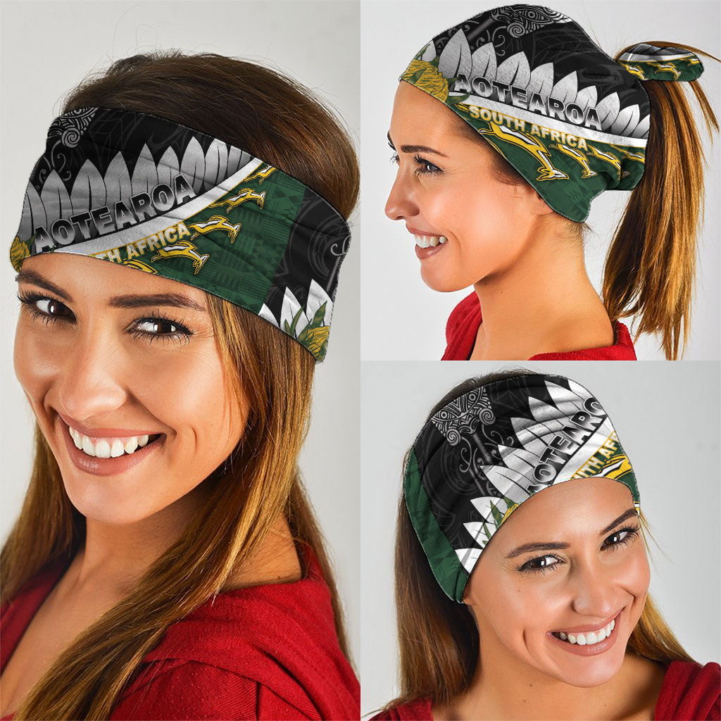 Rugby New Zealand And South Africa Neck Gaiter Silver Fern With Springboks LT05 - Polynesian Pride