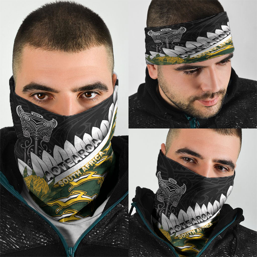 Rugby New Zealand And South Africa Neck Gaiter Silver Fern With Springboks LT05 - Polynesian Pride