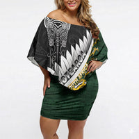 Custom Rugby New Zealand And South Africa Off Shoulder Short Dress Silver Fern With Springboks