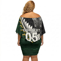 Custom Rugby New Zealand And South Africa Off Shoulder Short Dress Silver Fern With Springboks