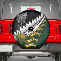 Rugby New Zealand And South Africa Spare Tire Cover Silver Fern With Springboks LT05 - Polynesian Pride