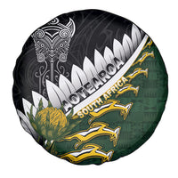 Rugby New Zealand And South Africa Spare Tire Cover Silver Fern With Springboks LT05 - Polynesian Pride