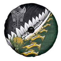 Rugby New Zealand And South Africa Spare Tire Cover Silver Fern With Springboks LT05 - Polynesian Pride