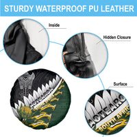 Rugby New Zealand And South Africa Spare Tire Cover Silver Fern With Springboks LT05 - Polynesian Pride
