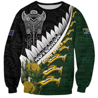 Custom Rugby New Zealand And South Africa Sweatshirt Silver Fern With Springboks
