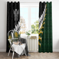 Rugby New Zealand And South Africa Window Curtain Silver Fern With Springboks LT05 - Polynesian Pride