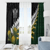 Rugby New Zealand And South Africa Window Curtain Silver Fern With Springboks LT05 - Polynesian Pride