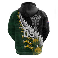 Custom Rugby New Zealand And South Africa Zip Hoodie Silver Fern With Springboks