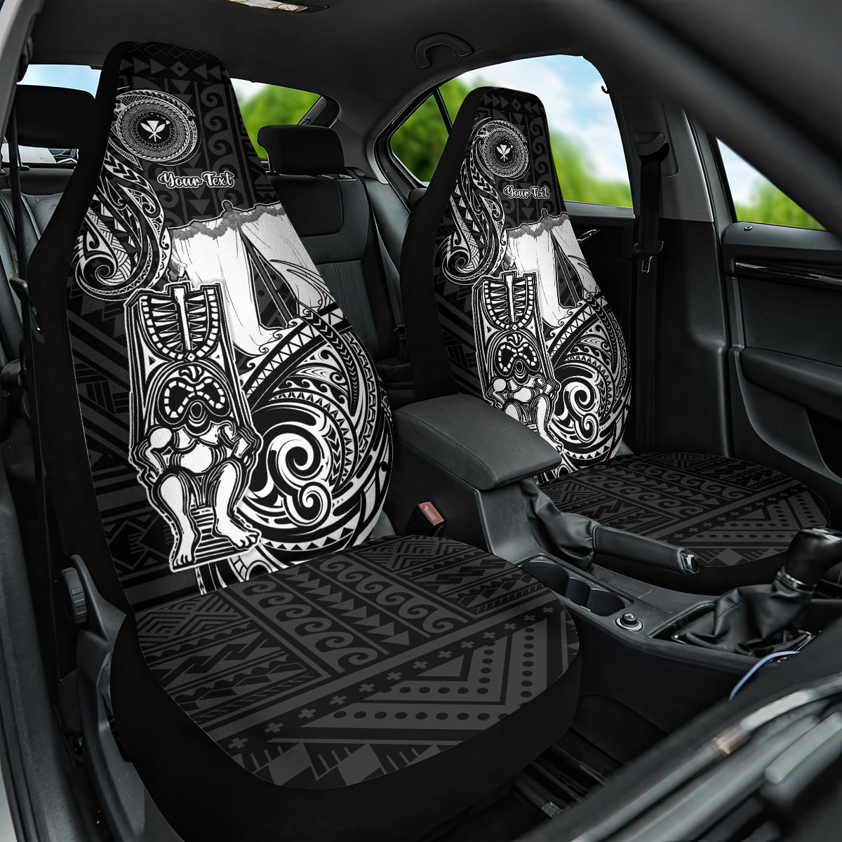 Personalized Hawaii Makahiki Season Car Seat Cover Akua Loa Polynesian Pattern LT05 One Size Black - Polynesian Pride