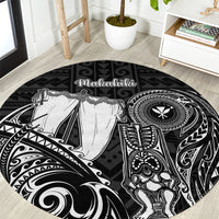 Hawaii Makahiki Season Round Carpet Akua Loa Polynesian Pattern LT05 Black - Polynesian Pride