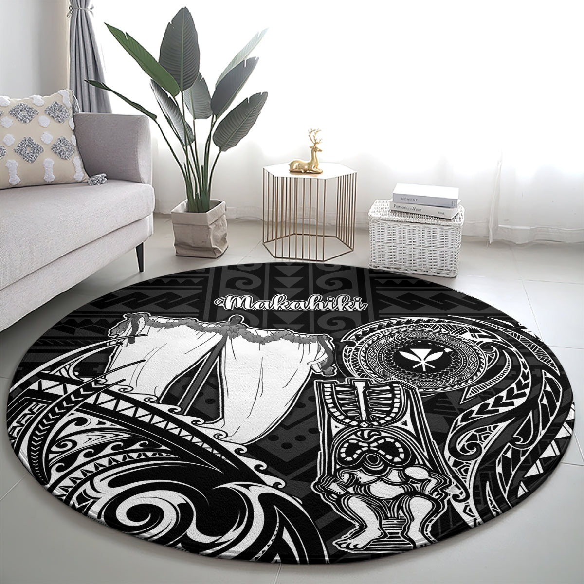 Hawaii Makahiki Season Round Carpet Akua Loa Polynesian Pattern LT05 - Polynesian Pride