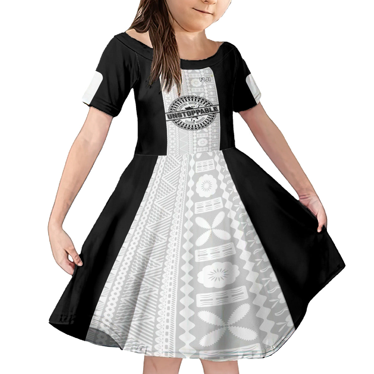 Personalized Fiji Obstacle Race 2023 Kid Short Sleeve Dress Never Give Up LT05 KID Black - Polynesian Pride