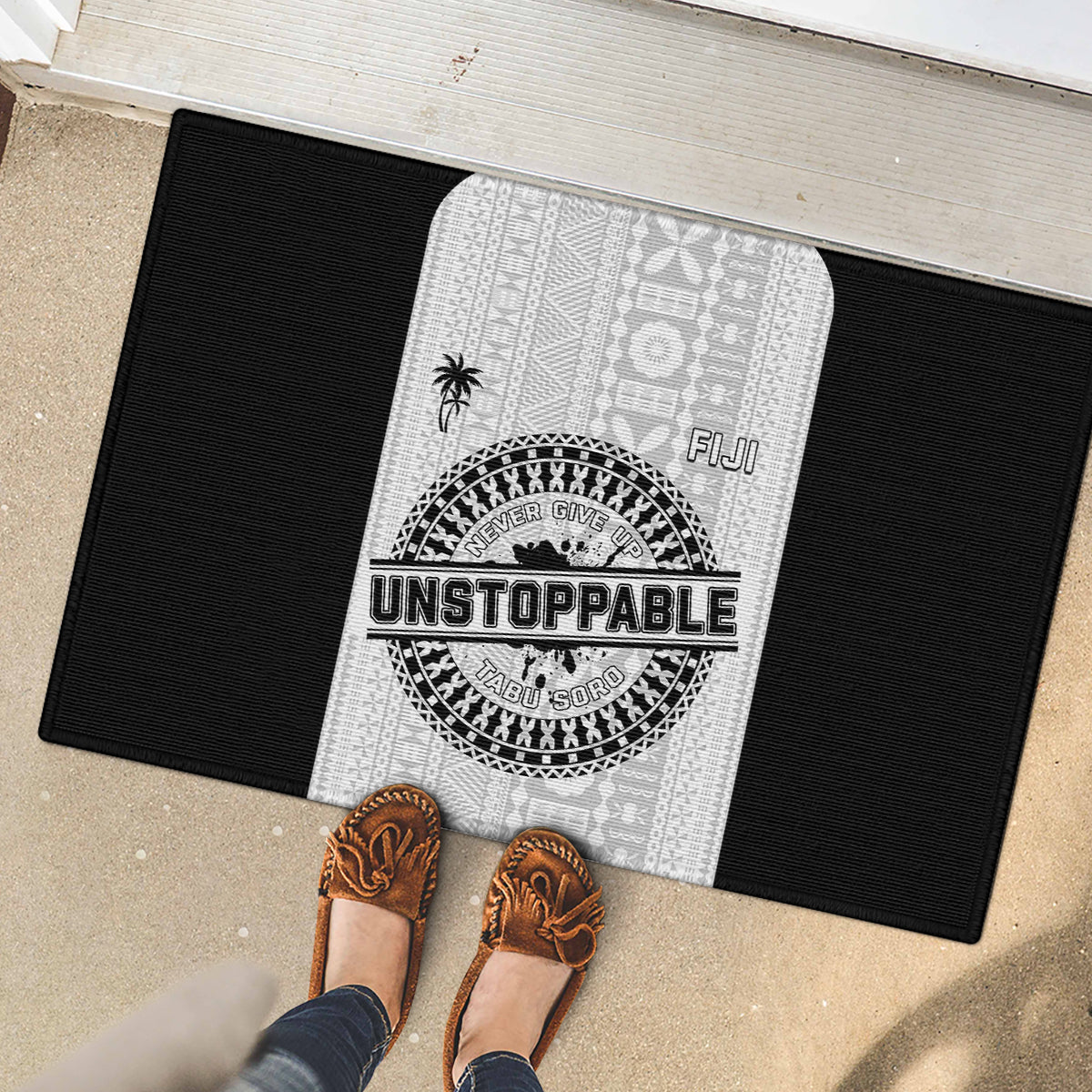 Fiji Obstacle Race 2023 Rubber Doormat Never Give Up LT05 - Polynesian Pride