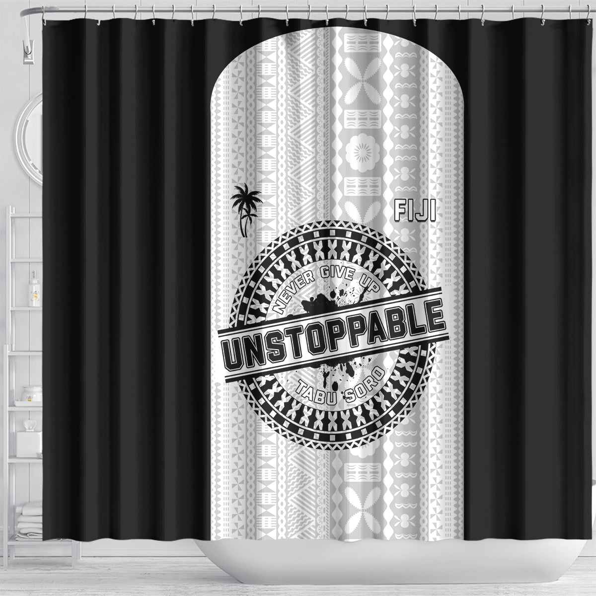 Fiji Obstacle Race 2023 Shower Curtain Never Give Up LT05 - Polynesian Pride