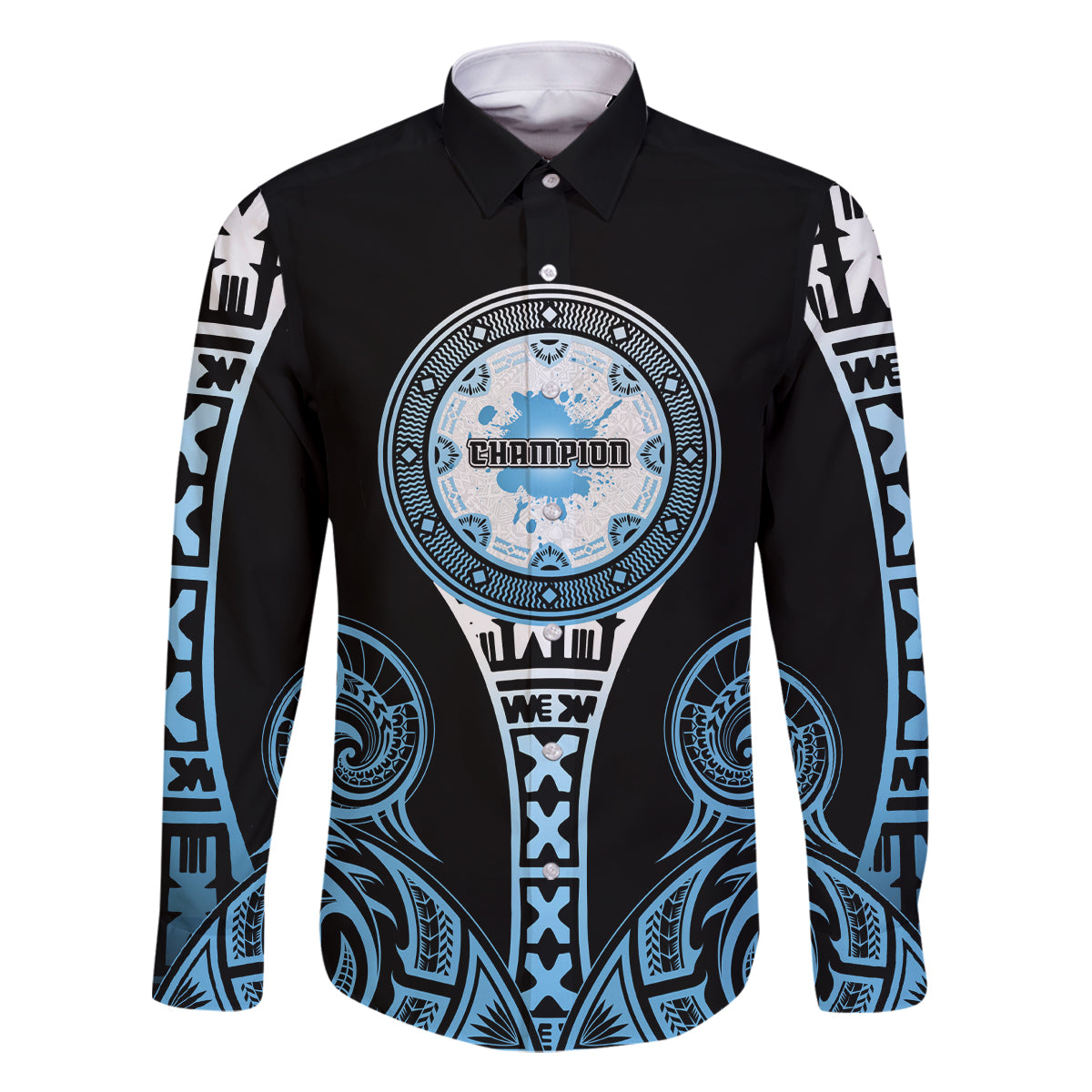 Personalized Fiji Obstacle Race 2023 Family Matching Mermaid Dress and Hawaiian Shirt Go Champion LT05 Dad's Shirt - Long Sleeve Blue - Polynesian Pride