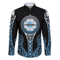 Personalized Fiji Obstacle Race 2023 Family Matching Summer Maxi Dress and Hawaiian Shirt Go Champion LT05 Dad's Shirt - Long Sleeve Blue - Polynesian Pride