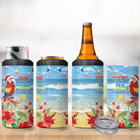 Hawaii Christmas 4 in 1 Can Cooler Tumbler Funny Macaw Parrot Tropical Vibe