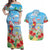 Hawaii Christmas Couples Matching Off Shoulder Maxi Dress and Hawaiian Shirt Funny Macaw Parrot Tropical Vibe