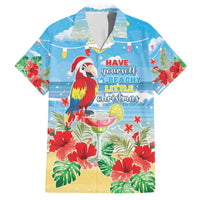 Hawaii Christmas Family Matching Off The Shoulder Long Sleeve Dress and Hawaiian Shirt Funny Macaw Parrot Tropical Vibe LT05 Dad's Shirt - Short Sleeve Blue - Polynesian Pride