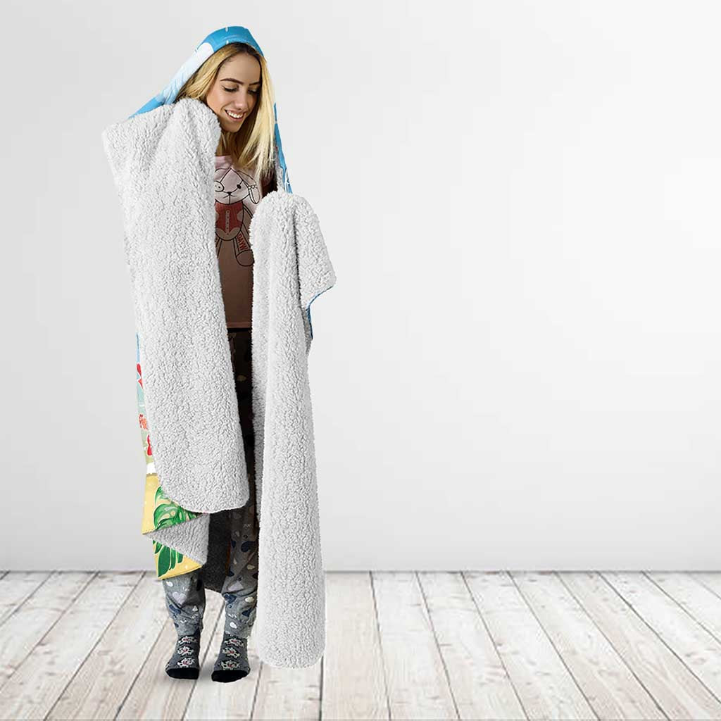 Hawaii Christmas Hooded Blanket Funny Macaw Parrot Tropical Vibe