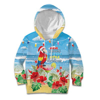 Hawaii Christmas Kid Hoodie Funny Macaw Parrot Tropical Vibe