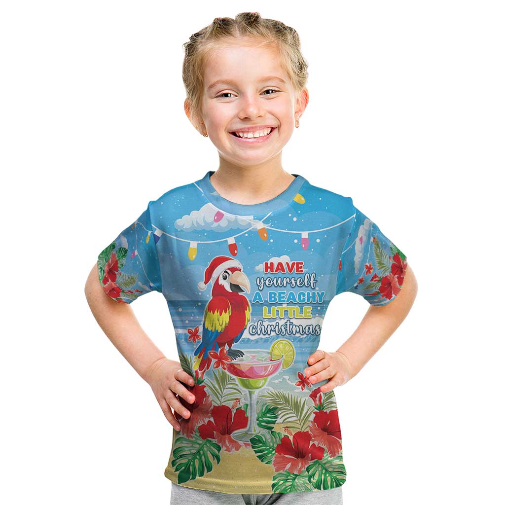 Hawaii Christmas Kid T Shirt Funny Macaw Parrot Tropical Vibe