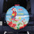 Hawaii Christmas Spare Tire Cover Funny Macaw Parrot Tropical Vibe