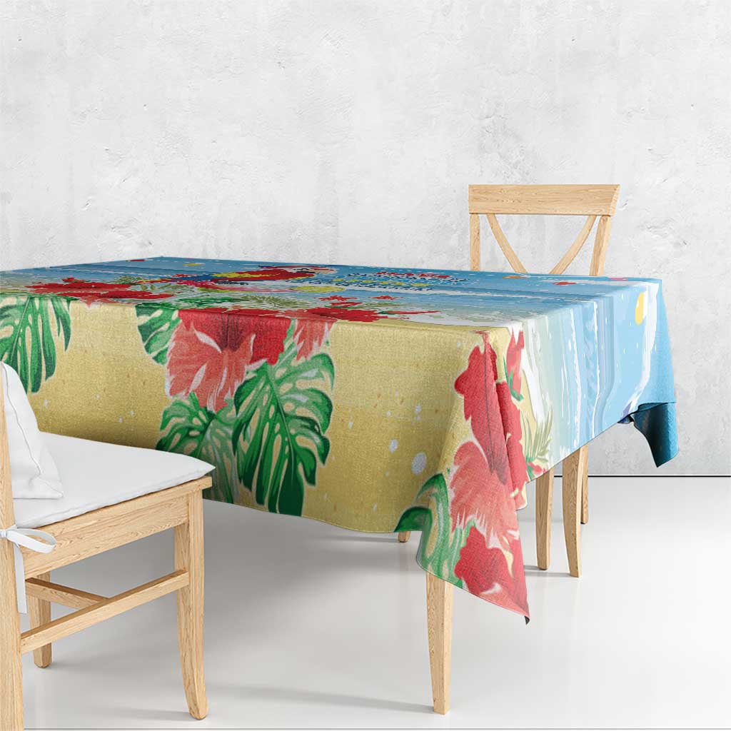 Hawaii Christmas Tablecloth Funny Macaw Parrot Tropical Vibe