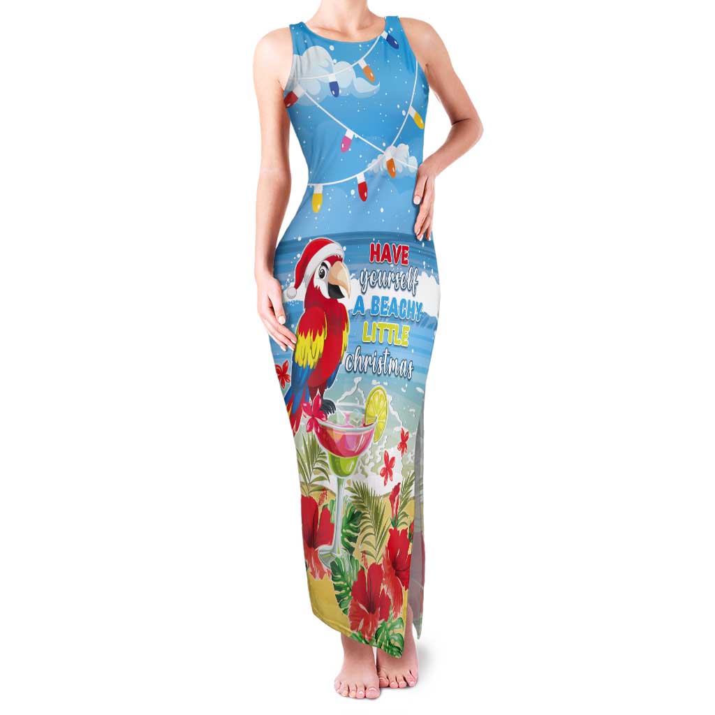 Hawaii Christmas Tank Maxi Dress Funny Macaw Parrot Tropical Vibe