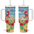 Hawaii Christmas Tumbler With Handle Funny Macaw Parrot Tropical Vibe