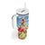 Hawaii Christmas Tumbler With Handle Funny Macaw Parrot Tropical Vibe